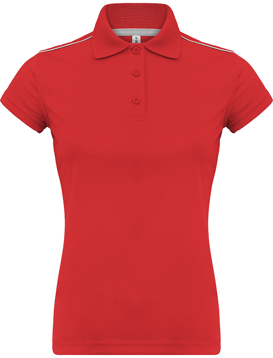 Polo Femme De Sport | Broderie Et Flex | 100% Polyester  Sporty Red