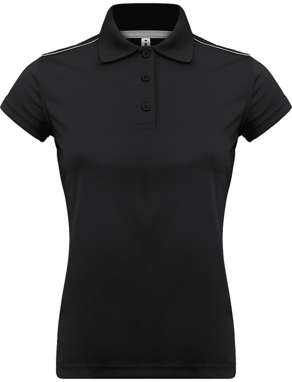 Polo manches courtes avec galons femme face Black