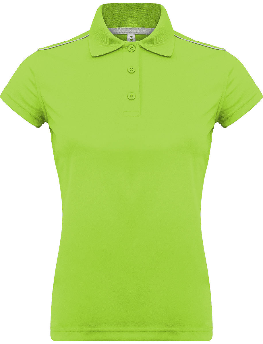 Sport Polo Shirt Women | Embroidery And Flex | 100% Polyester Lime