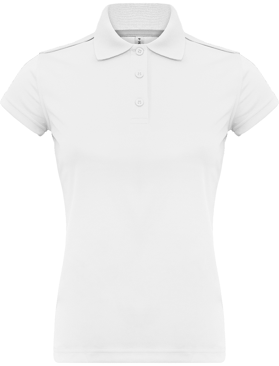 Sport Polo Shirt Women | Embroidery And Flex | 100% Polyester White