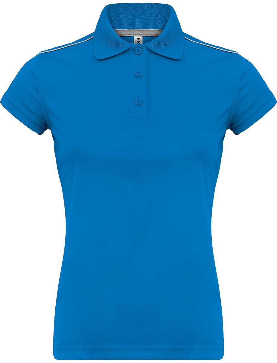 Sport Polo Shirt Women | Embroidery And Flex | 100% Polyester Sporty Royal Blue