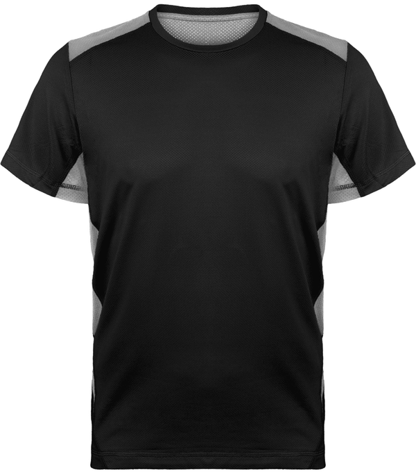 Men's Sports T-Shirt | Logo And Text In Print And Embroidery Black / Fine Grey