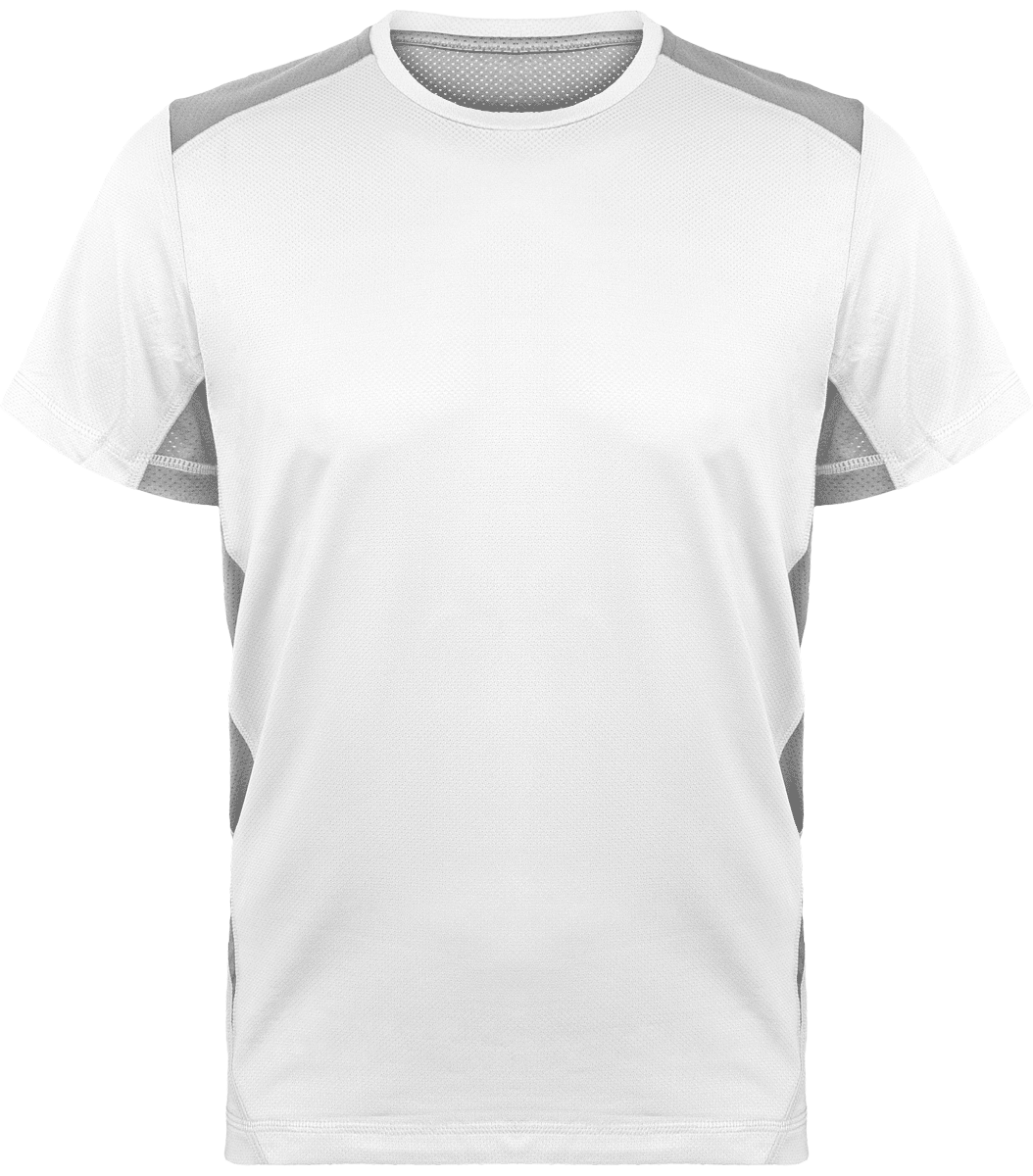 Tee-Shirt Sport Homme | Logo Et Texte En Impression Et Broderie White / Fine Grey