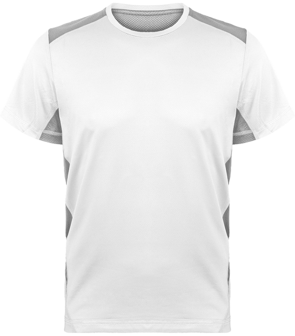 Men's Sports T-Shirt | Logo And Text In Print And Embroidery White / Fine Grey