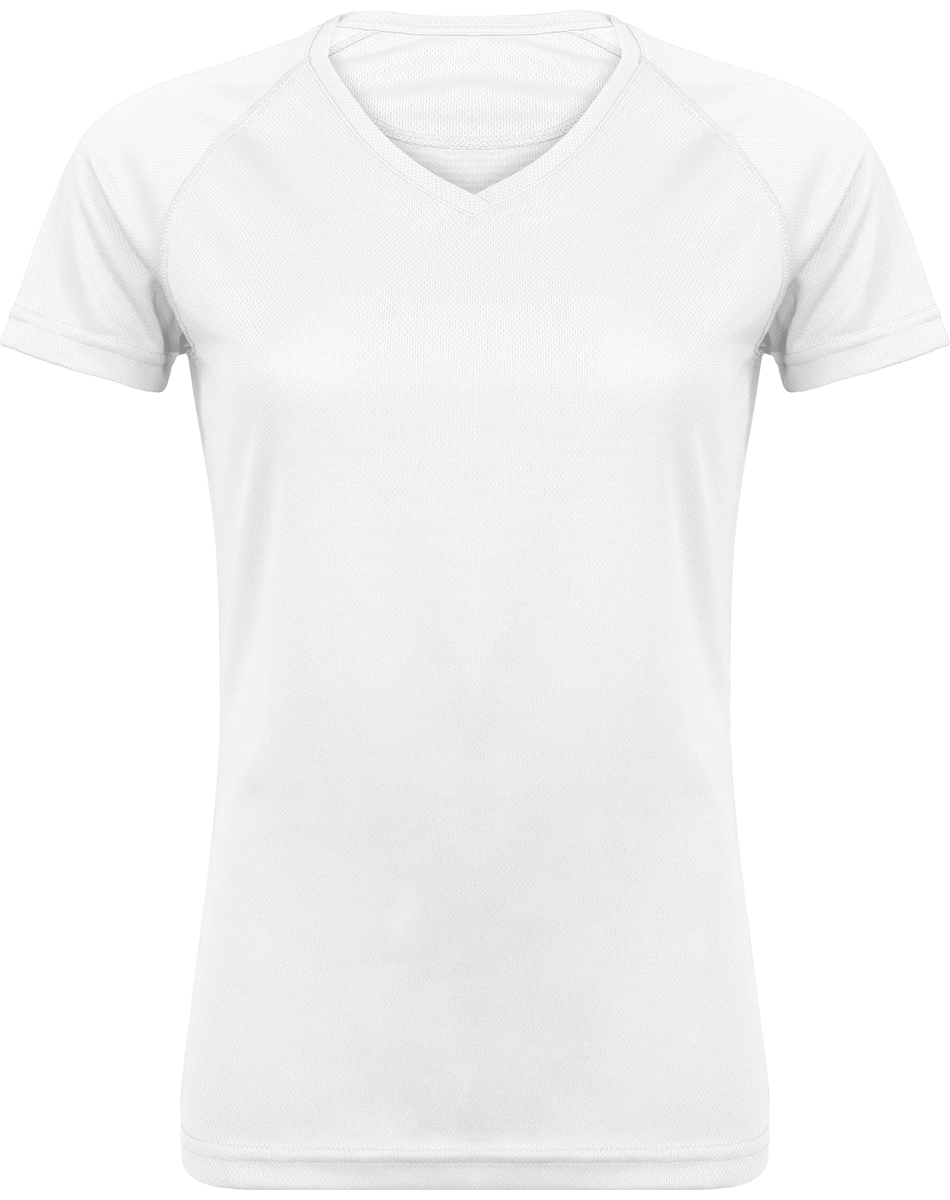 Tee-Shirt De Sport Femme | Col V Et Manches Courtes White