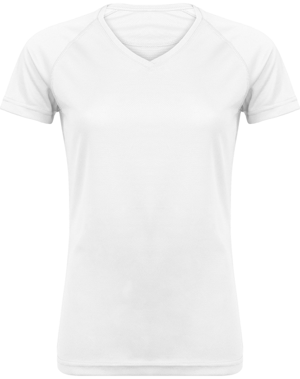 Camiseta Deporte Cuello V Mujer | Cuello V Y Manga Corta White