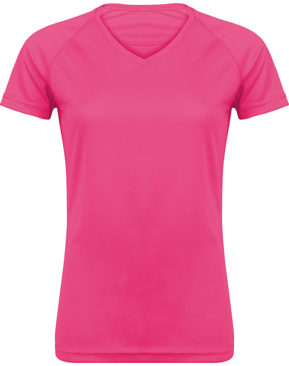 Women's Sports T-Shirt | V-Neck And Short Sleeves Fuchsia