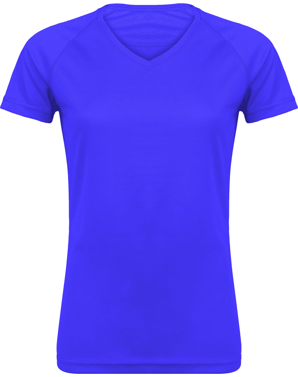 Tee-Shirt De Sport Femme | Col V Et Manches Courtes Sporty Royal Blue
