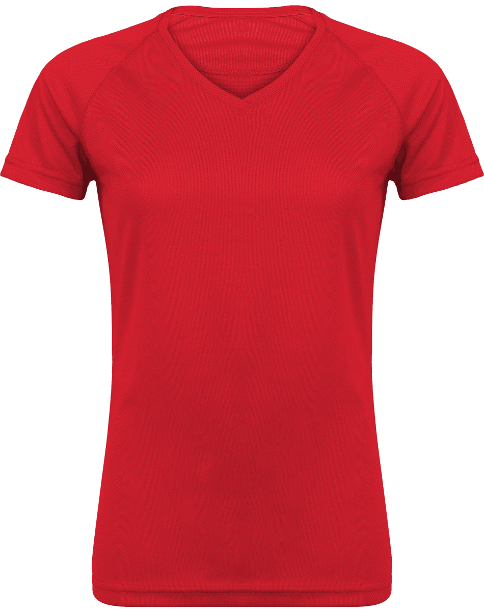 Tee-Shirt De Sport Femme | Col V Et Manches Courtes Red