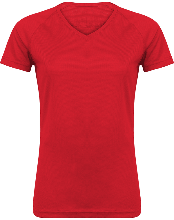 Damen-Sportshirt | V-Ausschnitt Und Kurzarm Red