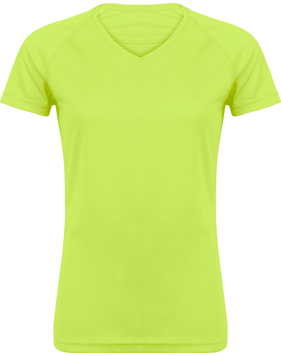 Tee-Shirt De Sport Femme | Col V Et Manches Courtes Lime
