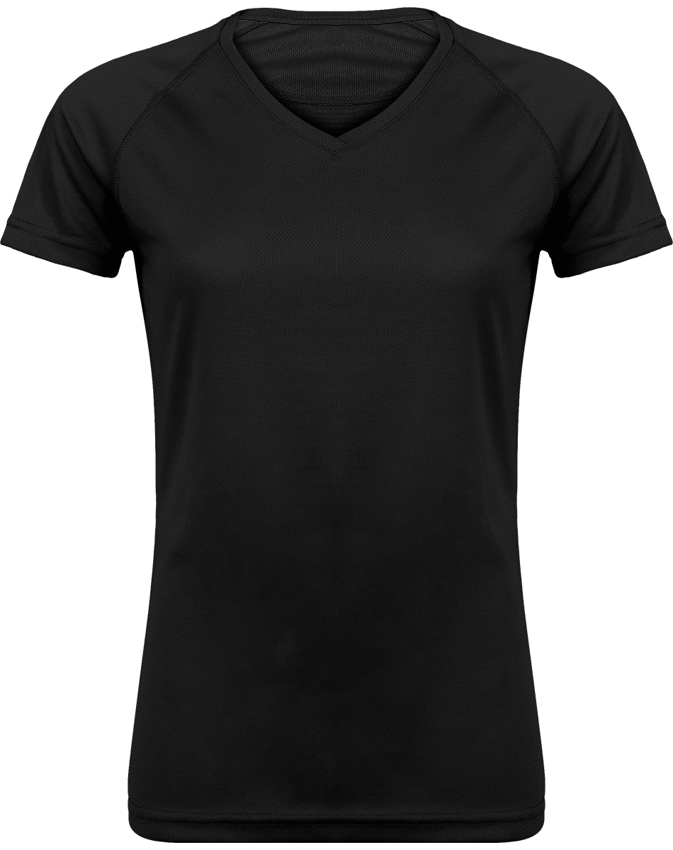 Women's Sports T-Shirt | V-Neck And Short Sleeves Black