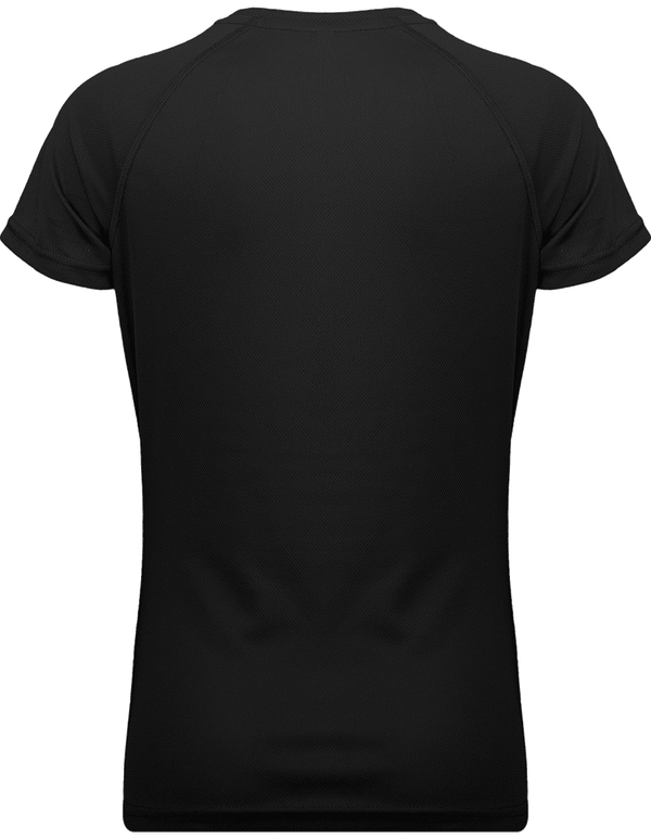Tee shirt sport manches courtes col v femme dos Black