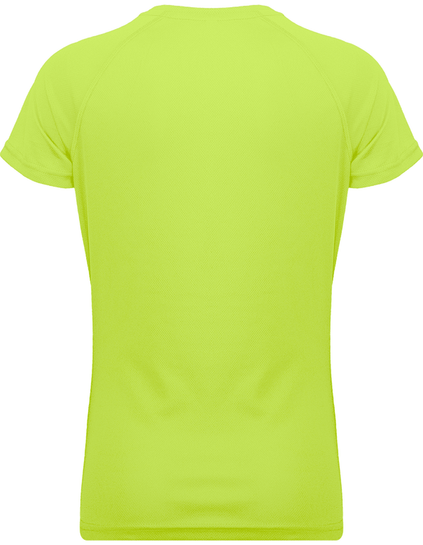 Tee shirt sport manches courtes col v femme dos Lime