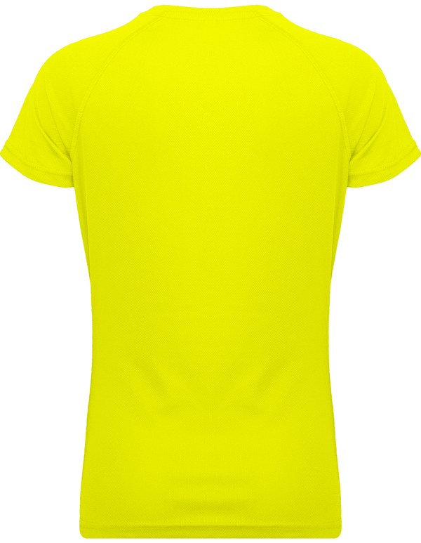 Tee shirt sport manches courtes col v femme dos Fluorescent Yellow