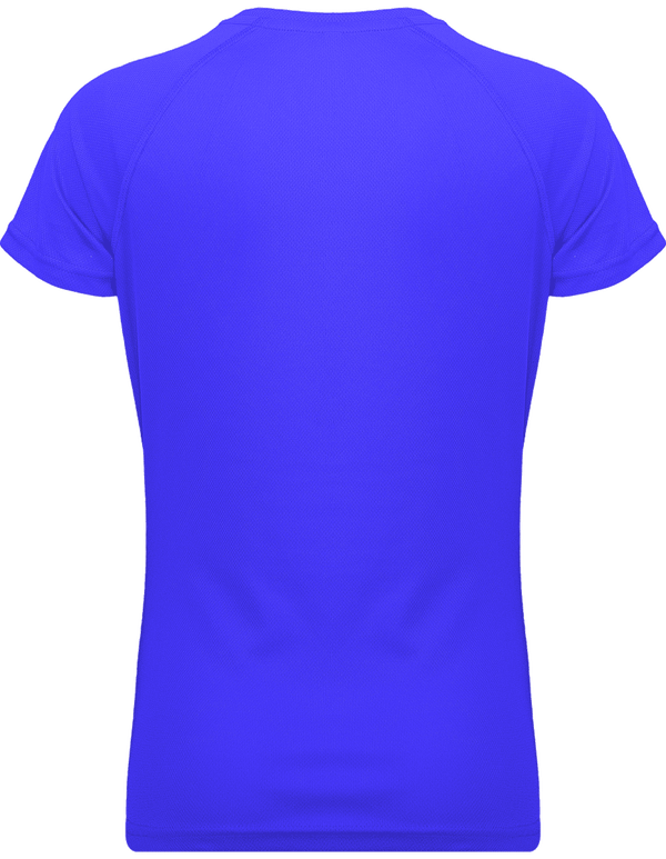 Tee shirt sport manches courtes col v femme dos Sporty Royal Blue