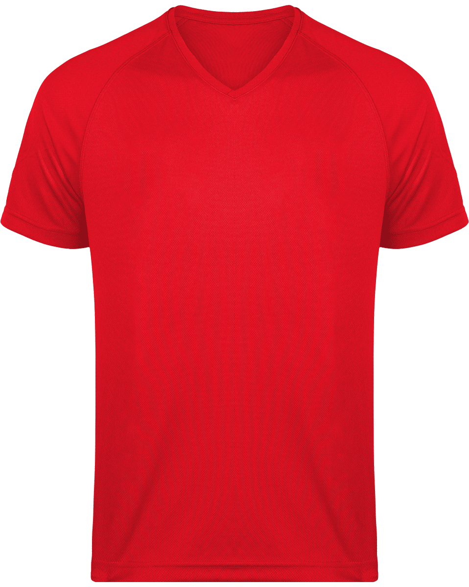 Men's Sports V-Neck T-Shirt | Print And Embroidery Red