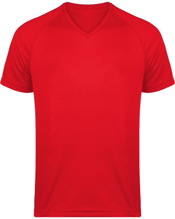 Men's Sports V-Neck T-Shirt | Print And Embroidery Red