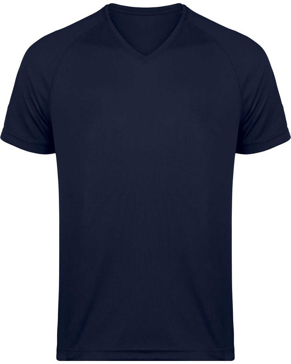 Men's Sports V-Neck T-Shirt | Print And Embroidery Sporty Navy