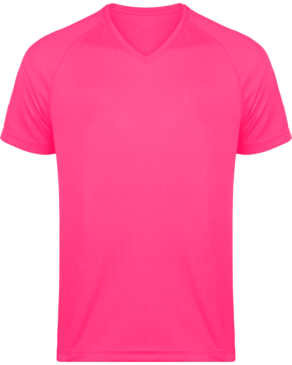 Men's Sports V-Neck T-Shirt | Print And Embroidery Fuchsia
