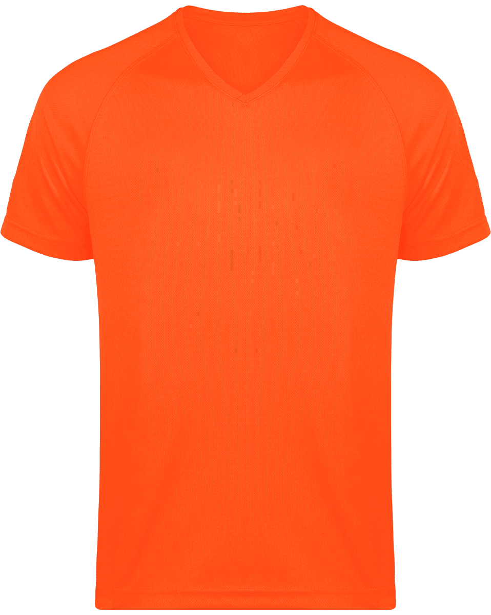 T-Shirt Sport Homme Col V | Impression Et Broderie Fluorescent Orange