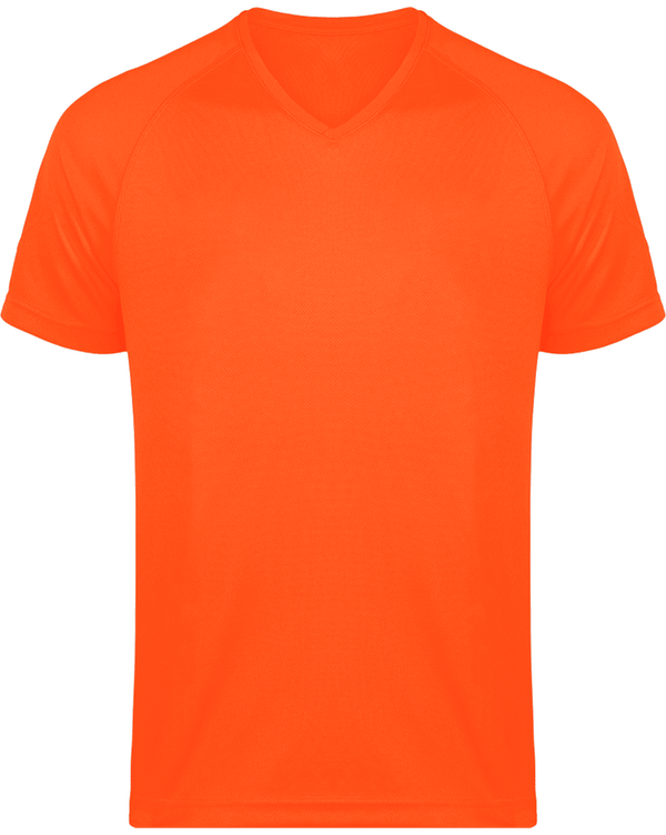 T-Shirt Sport Homme Col V | Impression Et Broderie Fluorescent Orange
