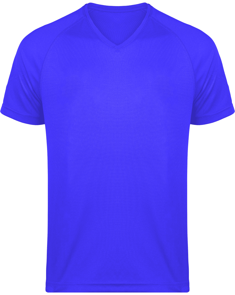 Men's Sports V-Neck T-Shirt | Print And Embroidery Sporty Royal Blue