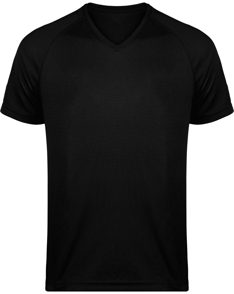 Men's Sports V-Neck T-Shirt | Print And Embroidery Black