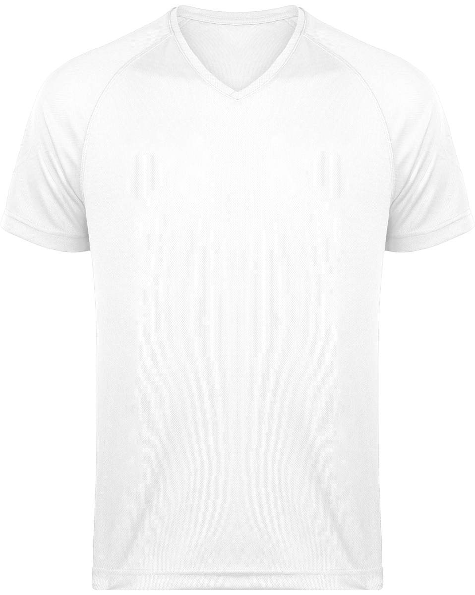 Men's Sports V-Neck T-Shirt | Print And Embroidery White