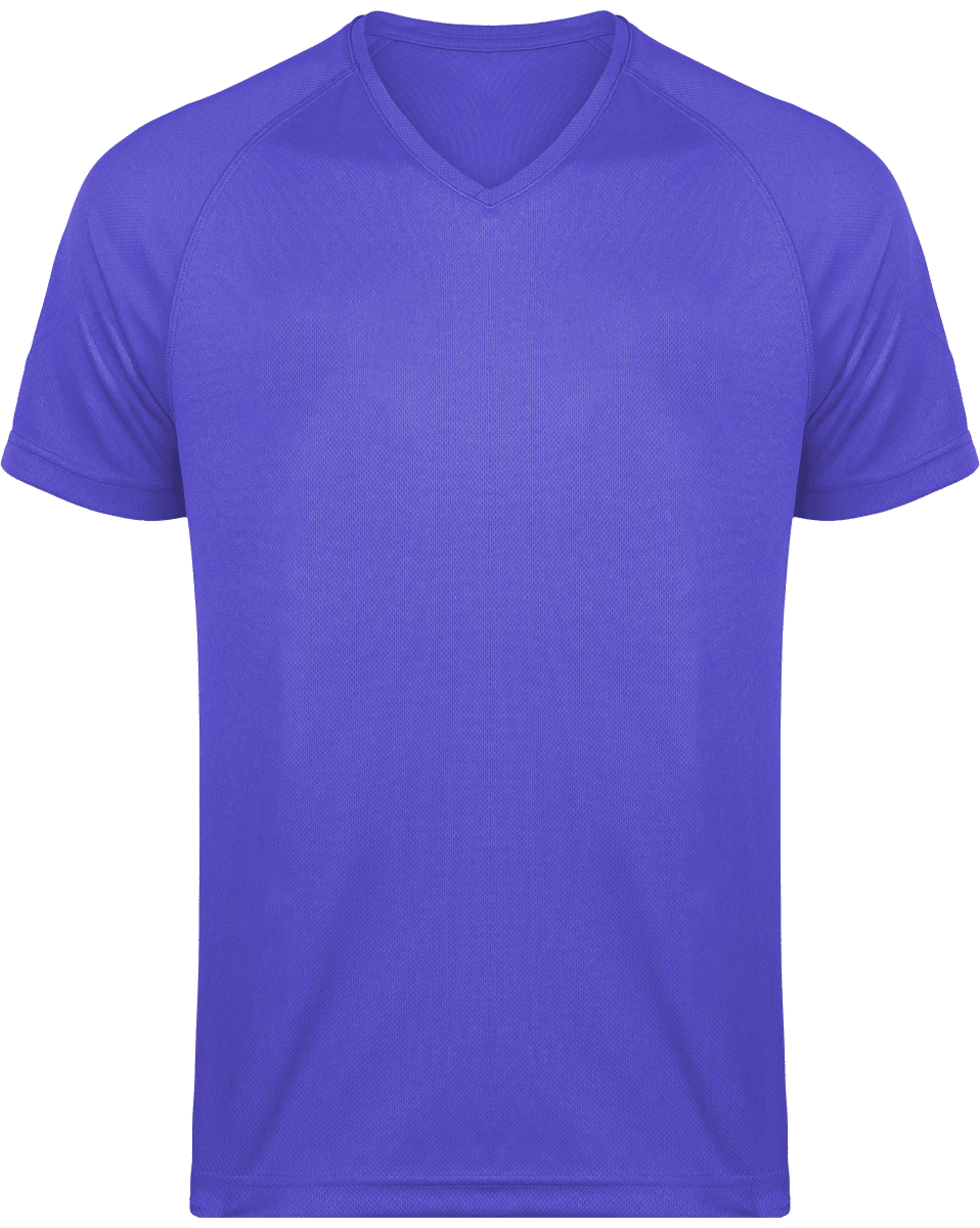 T-Shirt Sport Homme Col V | Impression Et Broderie Violet