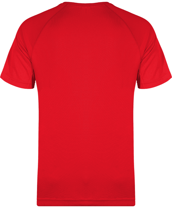 Tee shirt sport manches courtes col v homme dos Red