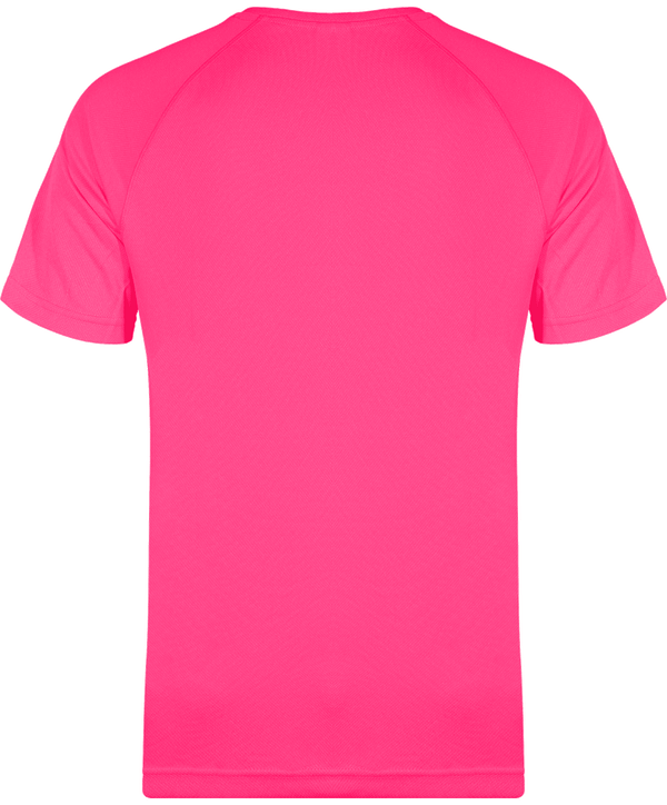 Tee shirt sport manches courtes col v homme dos Fuchsia