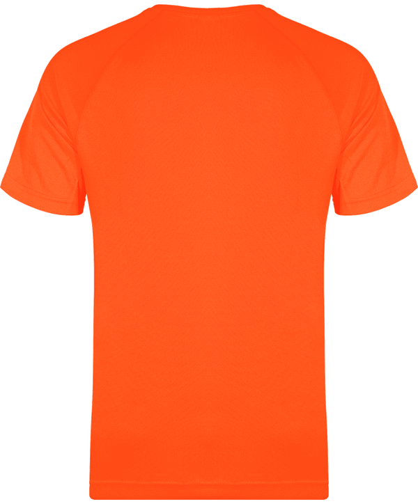 Tee shirt sport manches courtes col v homme dos Fluorescent Orange