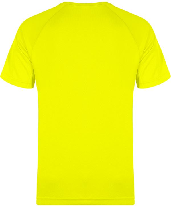 Tee shirt sport manches courtes col v homme dos Fluorescent Yellow