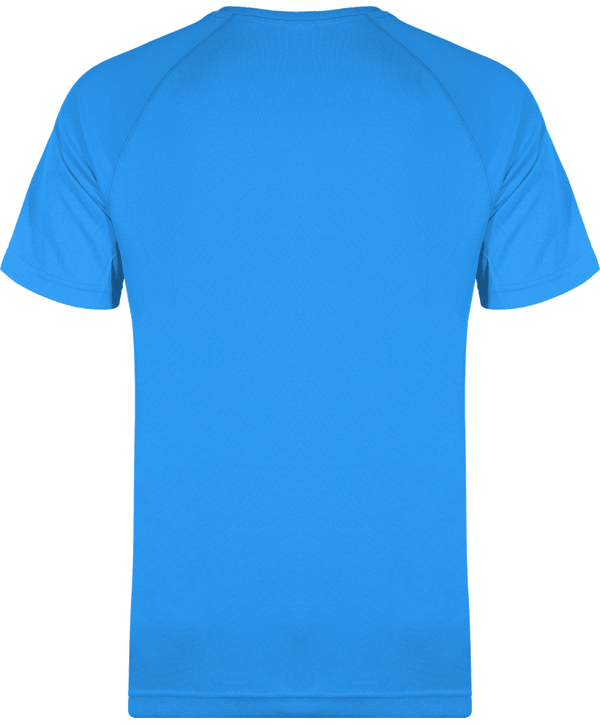 Tee shirt sport manches courtes col v homme dos Aqua Blue