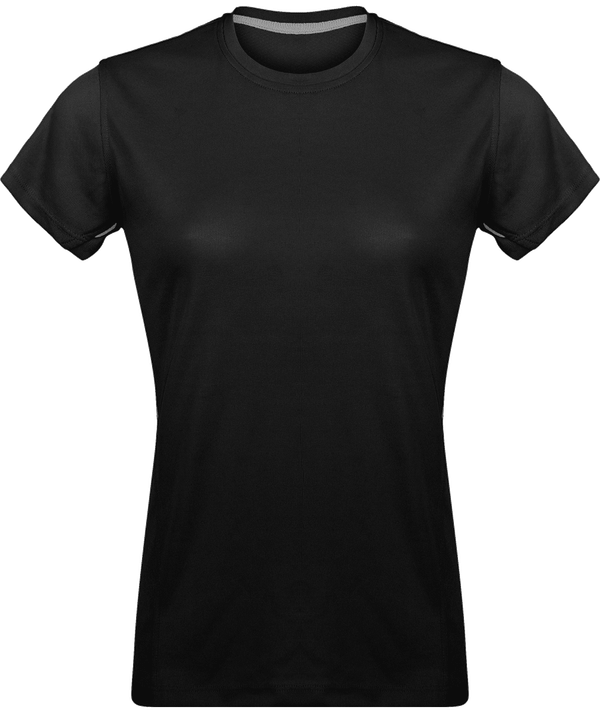 Tee shirt sport bi matieres manches courte femme face Black / Silver