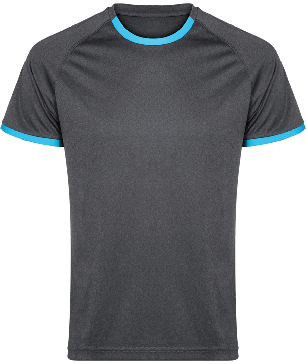 Leichtes Und Luftiges T-Shirt Ideal Für Sport | Stickerei Und Druck Dark Grey Heather / Tropical Blue