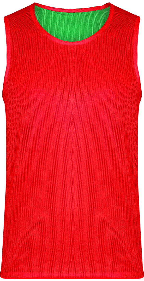 Pa042 chasuble reversible multisports face Sporty Red / Fluorescent Green