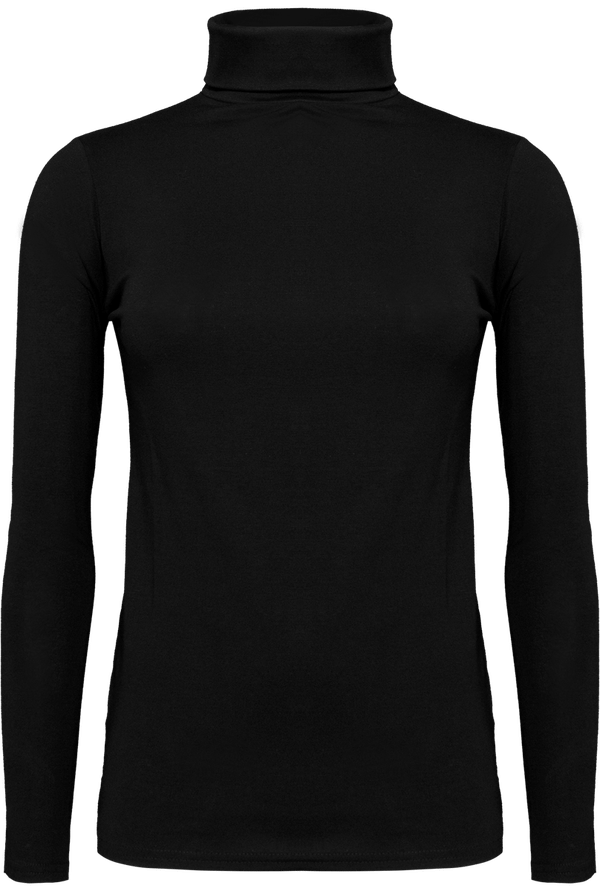 Tee shirt col roule femme feel good face Black