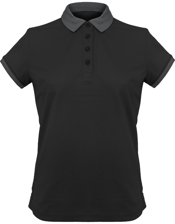 Polo femme pique performance face Black / Sporty Grey