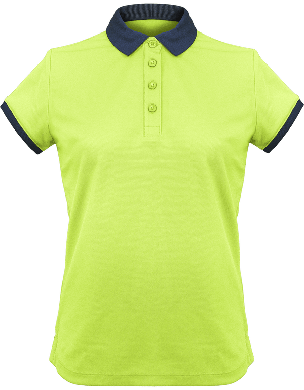 Polo femme pique performance face Lime / Sporty Navy