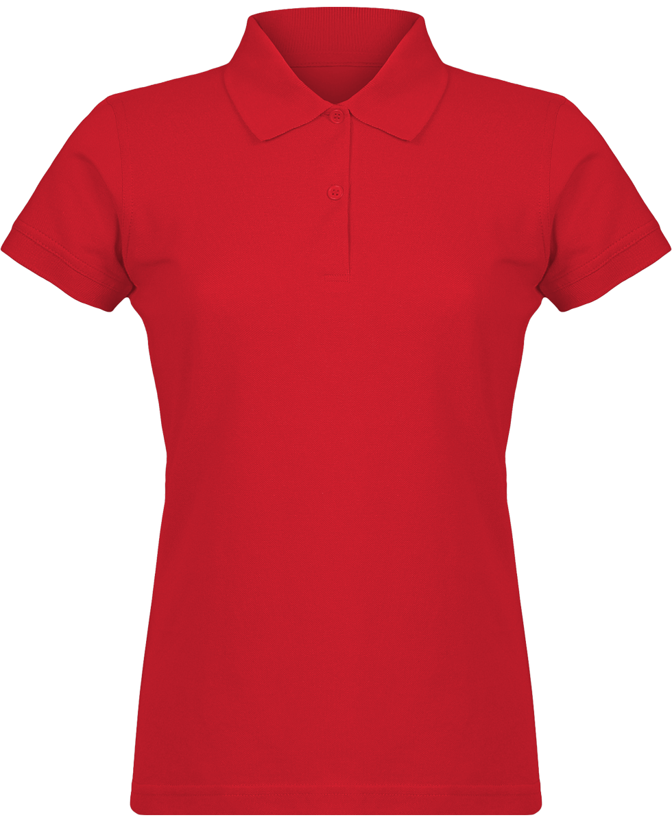 Pique Mesh Polo Shirt For Women Red