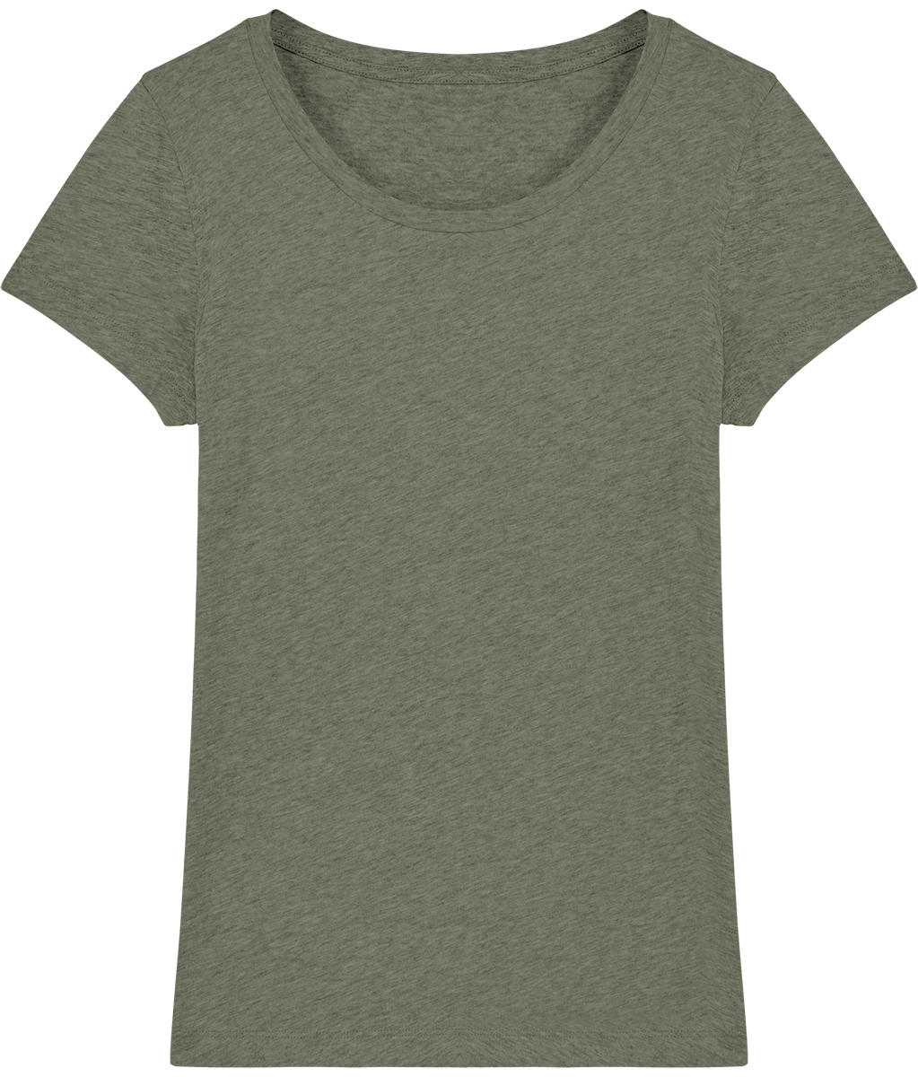 Tee shirt femme bio stella lover face Mid Heather Khaki