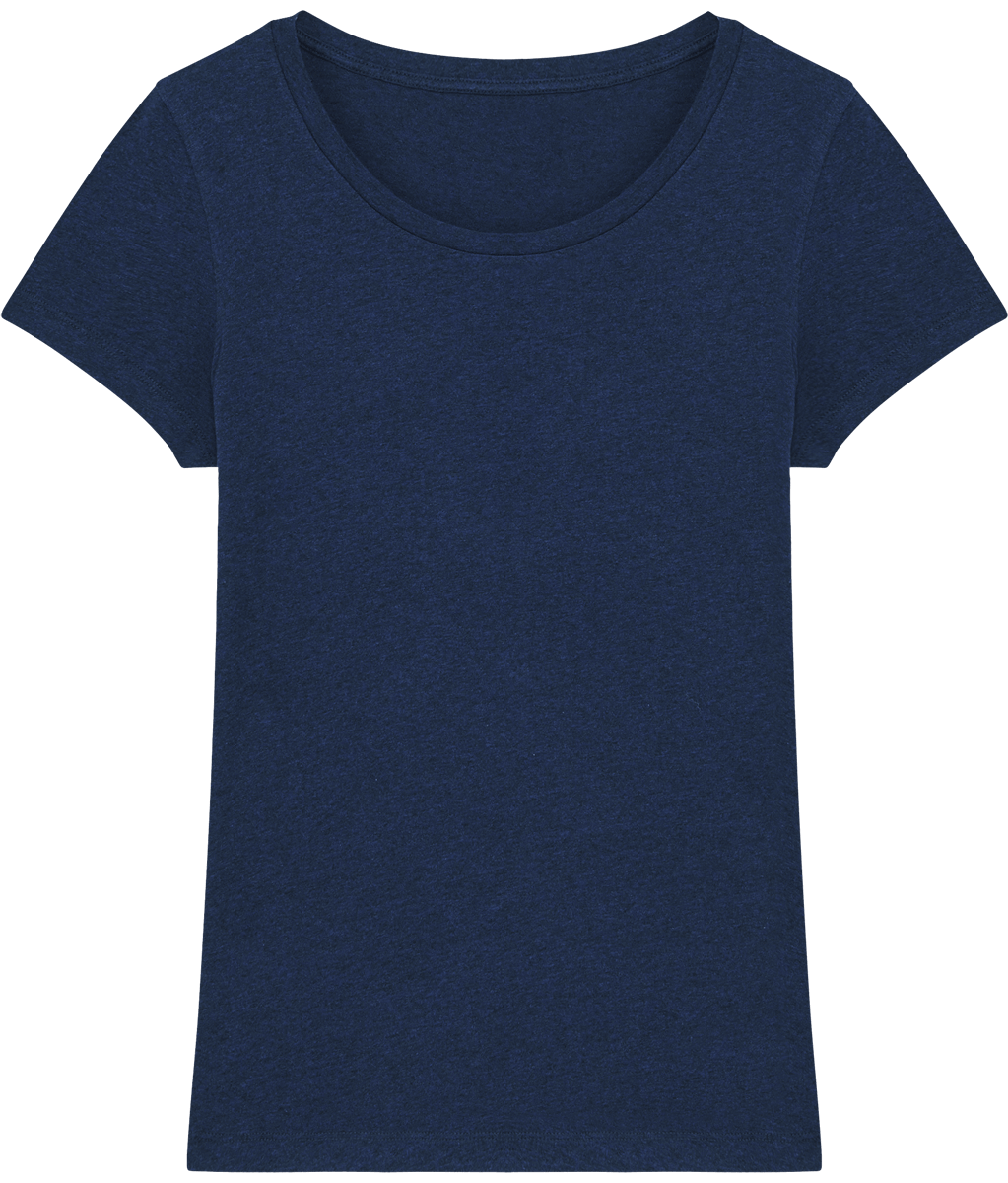 Tee shirt femme bio stella lover face Black Heather Blue