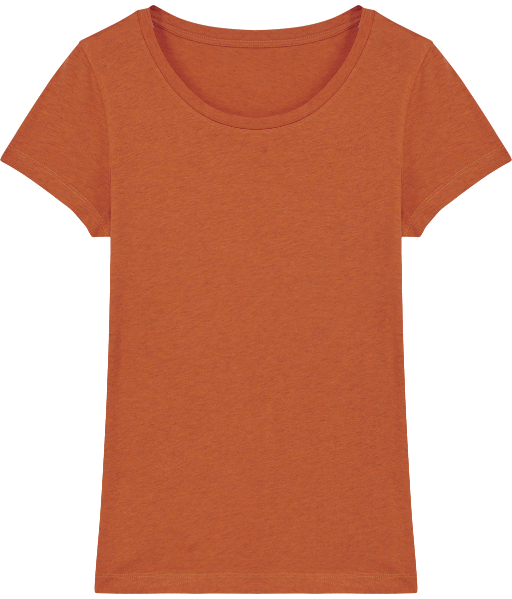 Tee shirt femme bio stella lover face Black Heather Orange