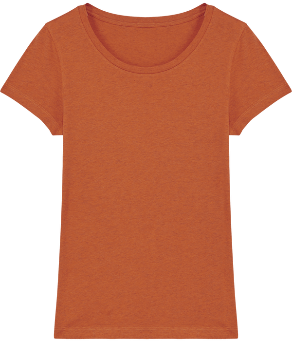 Tee shirt femme bio stella lover face Black Heather Orange
