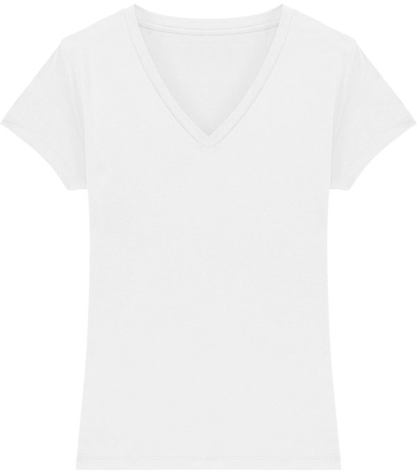 Tee shirt femme col v stella evoker face White