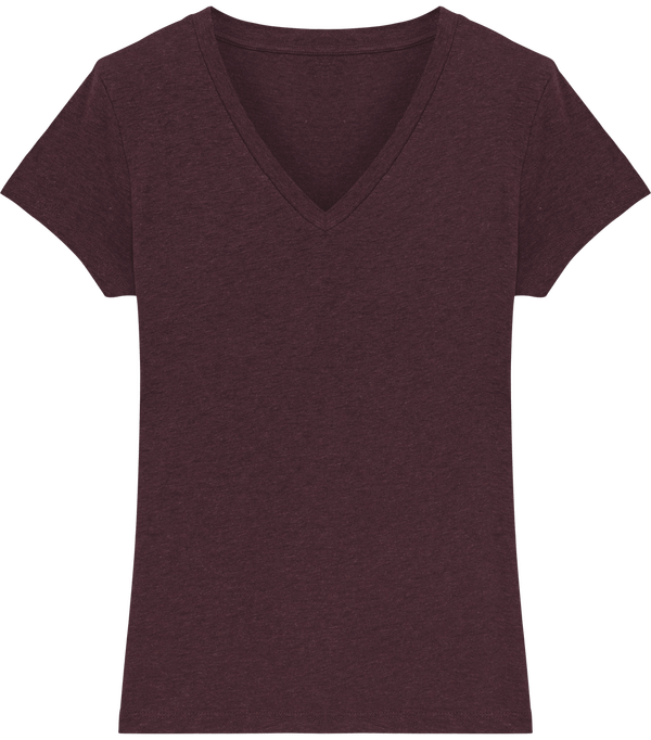 Tee shirt femme col v stella evoker face Heather Grape Red