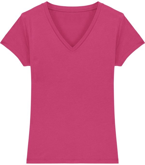 Tee shirt femme col v stella evoker face Raspberry