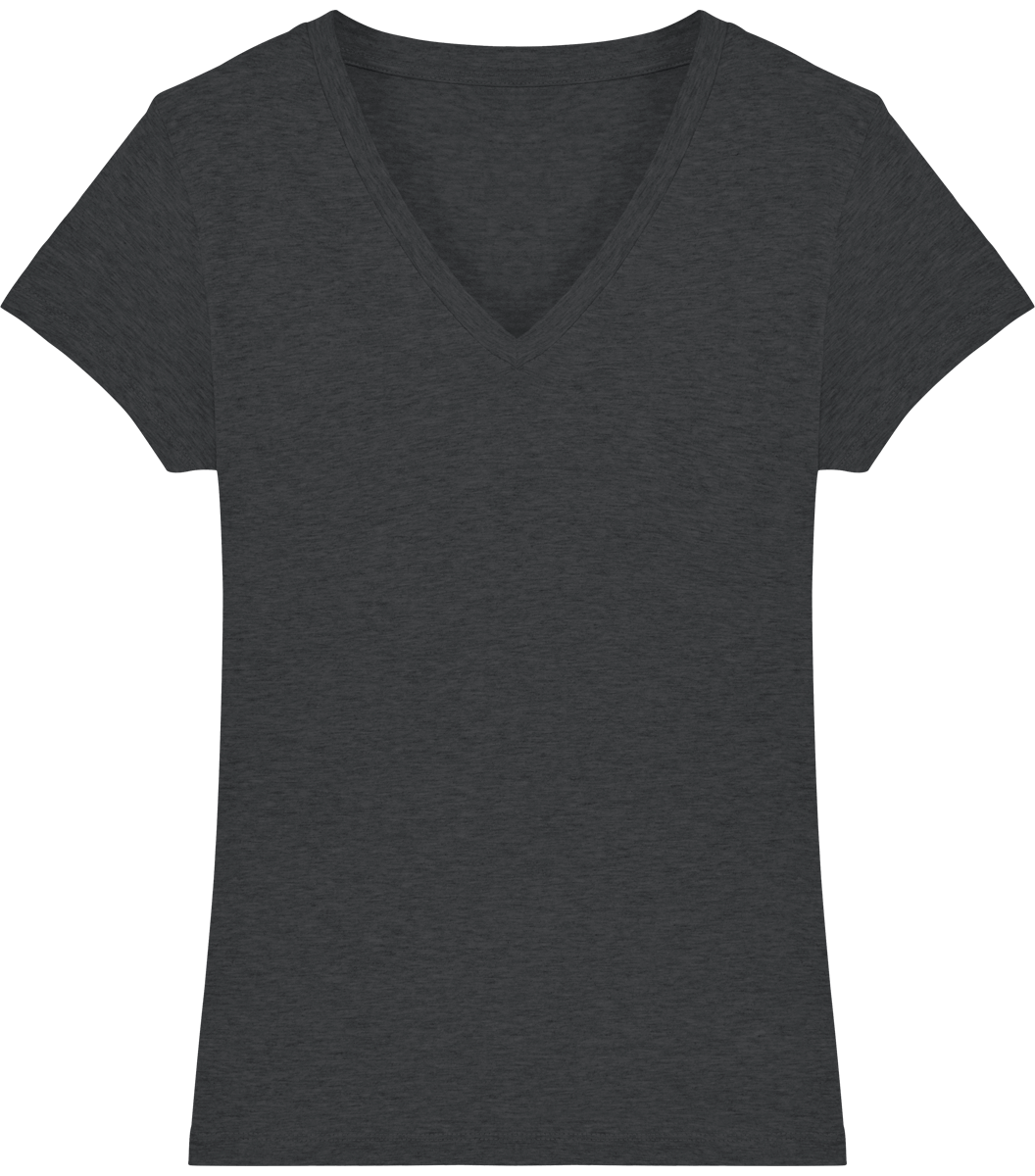 Tee shirt femme col v stella evoker face Dark Heather Grey